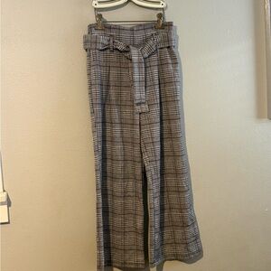 Forever 21 Black and White Plaid Wide-Leg Skirt